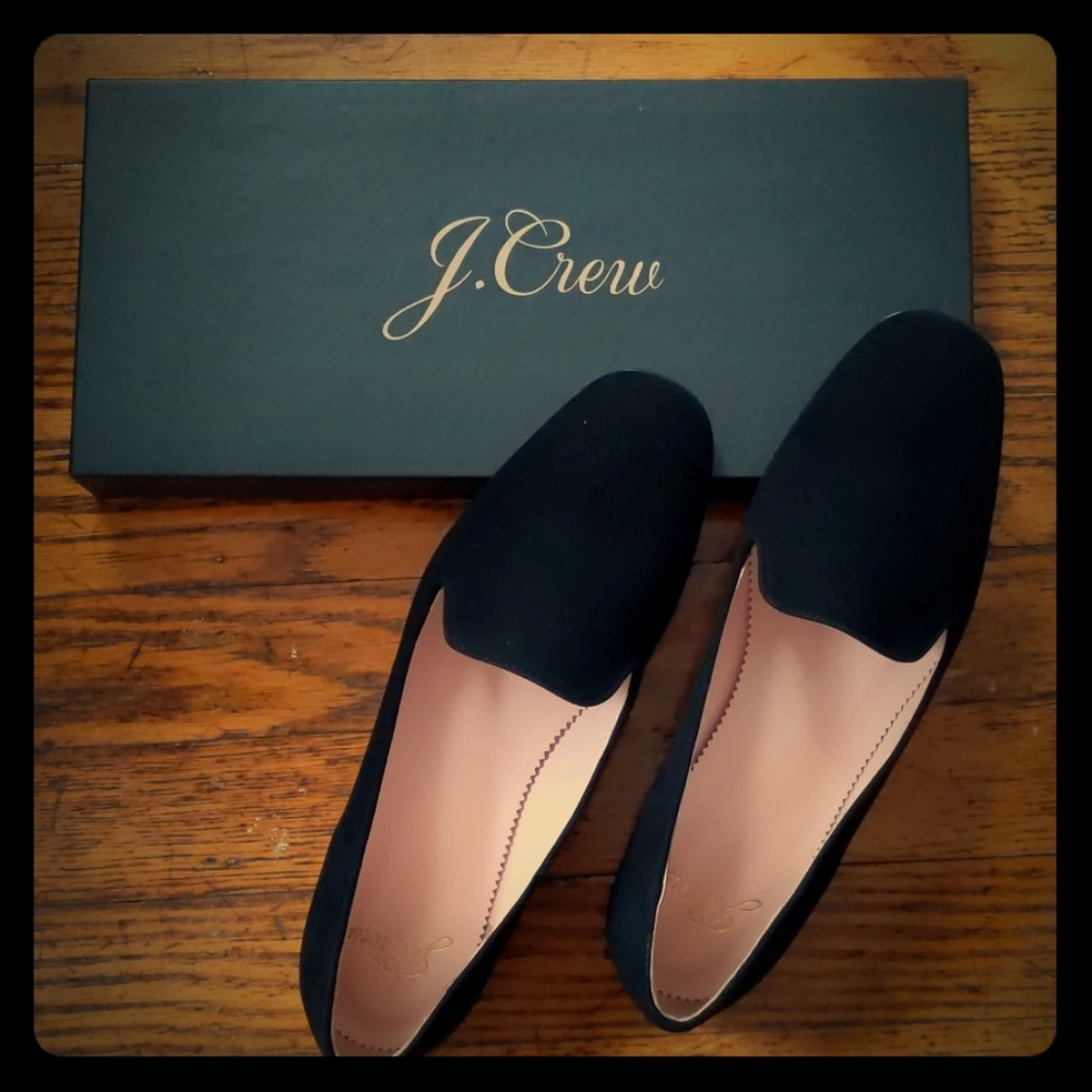 NWT J crew suede smoking slippers in black